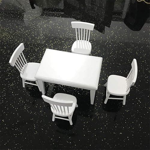 SXFSE Dollhouse Decoration Accessories, 1:12 Dollhouse Miniature Furniture Wooden White Dining Table Chair Model Set thumbnail 7