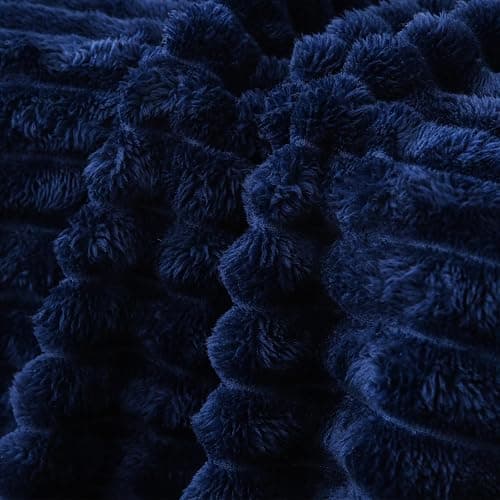 Linecooo Navy Blue Fleece Throw Blanket 50”×60” for Couch Sofa Bed,Super Soft Cozy Plush Microfiber Flannel Blanket with Stripes Design Lightweight for Adults,Woman,Girls thumbnail 5