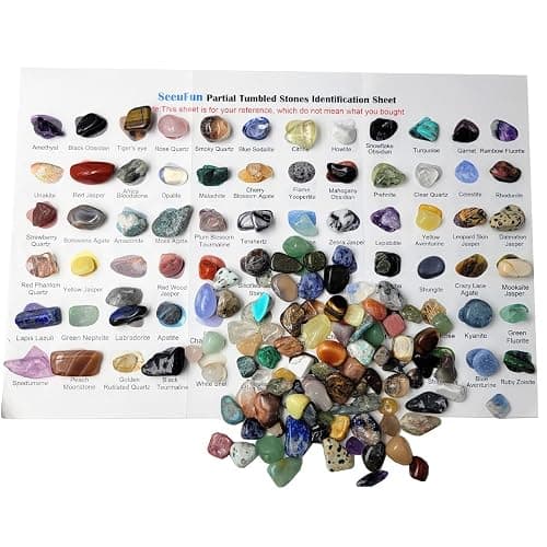 60Kinds+ Gemstones and Crystals Set,Bulk Tumbled Chips Crystals for Jewelry Making,Crushed Stones Rocks and Minerals Science Kit (0.55lb(60-65types)) thumbnail 2