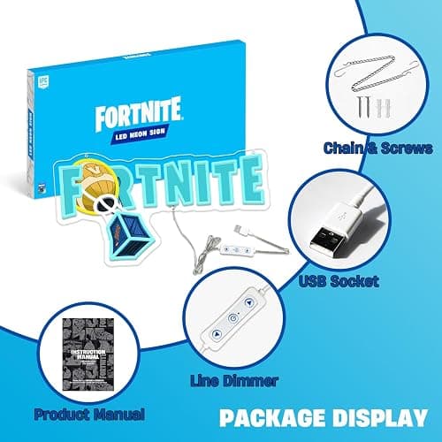 Fortnite Logo Neon Sign for Wall Decor,Official Licensed LED Neon Light for Gaming Bedroom & Man Cave Decor,Battle Royale Fan Space,Best Gamer Gift for Fortnite Fans,Streamers,Esports Players thumbnail 6