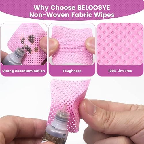 540 PCS Lint Free Nail Wipes, Eyelash Extension Glue Wipes, Super Absorbent Soft Non-woven Fabric Nail Polish Remover Wipes, Cleaning Pad Cloth for Lash Extension Supplies & Nail Polish Bottle(Pink) thumbnail 7