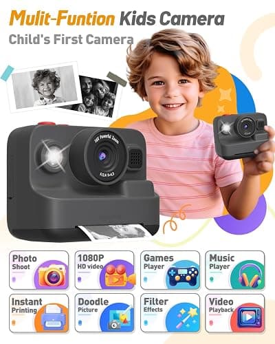 Yehtta Kids Camera Instant Print, Christmas Birthday Gifts for 3-12 Year Old Boys Girls, 2.4in Screen 1080P Kids Digital Camera Toys for Kids Age 3 4 5 6 7 8 9 10 with 3 Rolls Print Paper 32G Card thumbnail 2