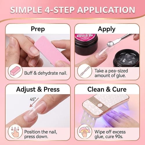 Glow and Go Nail Glue - 10g Nail Glue for Press Ons, Solid Nail Glue Gel for Nails, LED Lamp for Acrylic Nails Tips (1pc) thumbnail 6