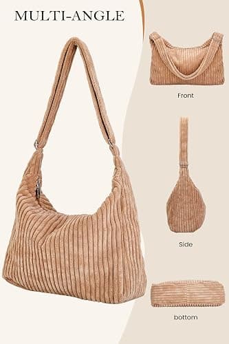 Ulisty Women Corduroy Hobo Bag Adjustable Strap Shoulder Bag Crossbody Bag Casual Purse Tote Bag Handbag thumbnail 5