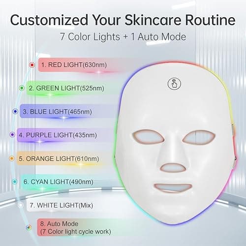 Red Light Mask for Face, 7 Color Red Light Facial Masks, At-Home Facial Care Device, Portable, Cordless, and Rechargeable thumbnail 5