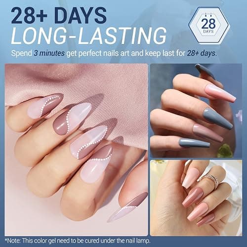 modelones Gel Nail Polish Set, 6 Colors Nude Pink Blue Red Gel Polish Set All Seasons Nail Art Soak Off DIY Home Salon Nail Gifts for Women Girls thumbnail 3