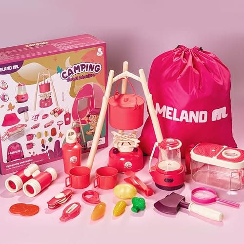 Meland Kids Camping Set for Girls - Camping Tent Toys for Girls Indoor Outdoor Pretend Play, Christmas Birthday Gift Idea for Toddler Girl Age 3,4,5,6 Year Old thumbnail 7