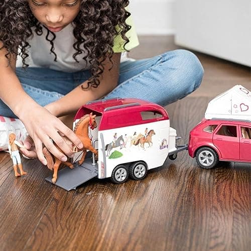 Schleich Horse Club - 110 PC Car and Trailer Tent Camping Playset with Fun Horse and Rider Figures for Girls and Boys - Realistic Toy Figurines and Accessories for Kids Ages 5+ | 42535 thumbnail 2