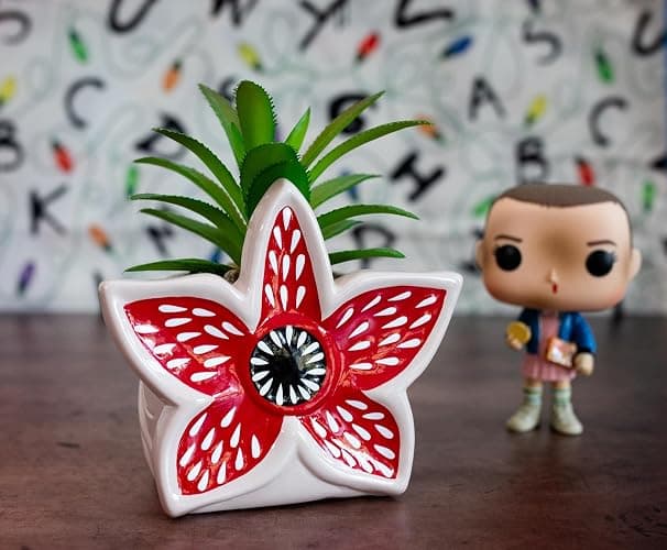 Stranger Things Demogorgon 3-Inch Ceramic Mini Planter with Artificial Succulent | Small Flower Pot, Faux Indoor Plants For Desk Shelf, Home Decor Trinket Tray | Horror Movie Gifts and Collectibles thumbnail 2
