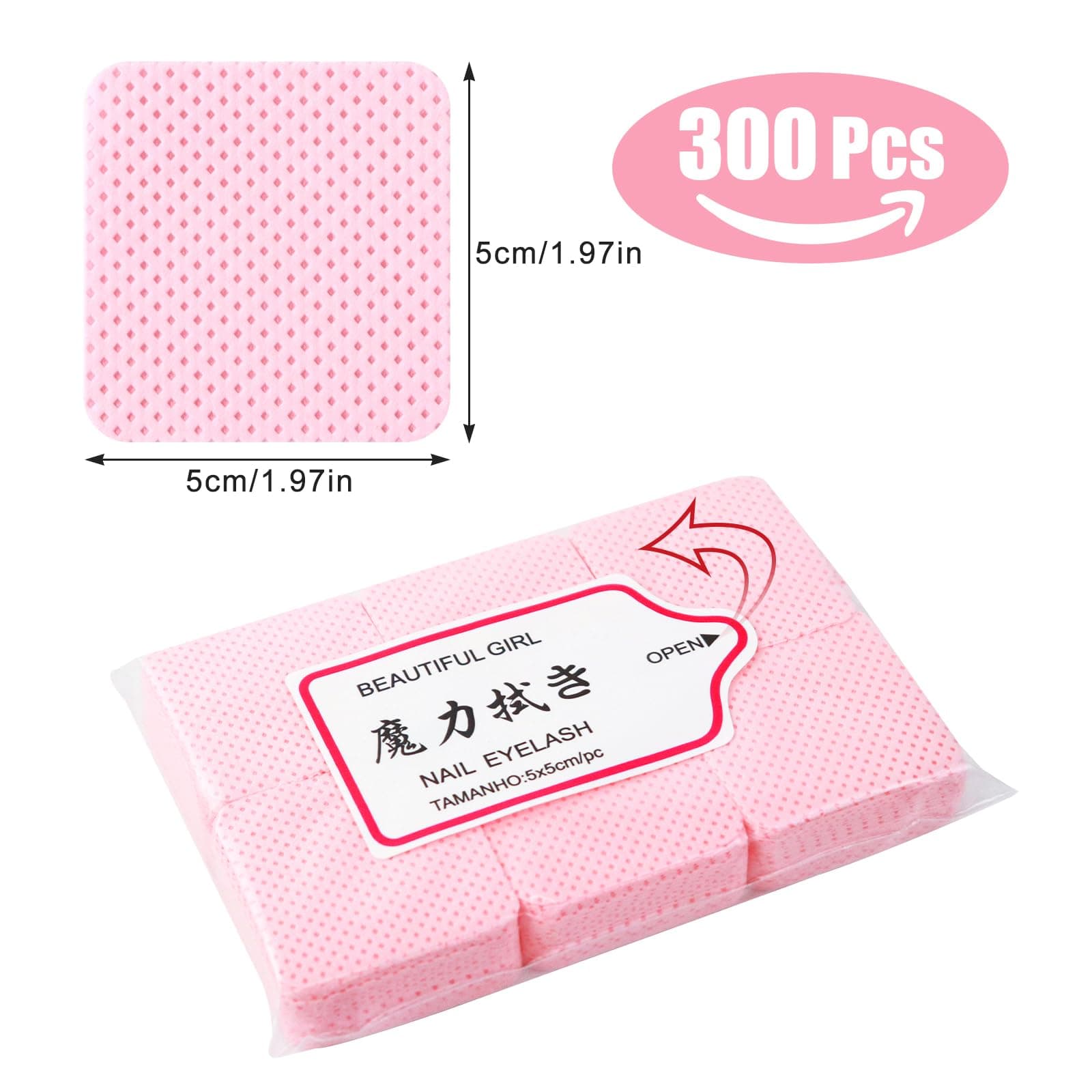 300 Lint Free Wipes for Gel Polish, UV Gel Polish, Absorbent Removal Wipes for Manicure and DIY Nail Art (Pink) thumbnail 2