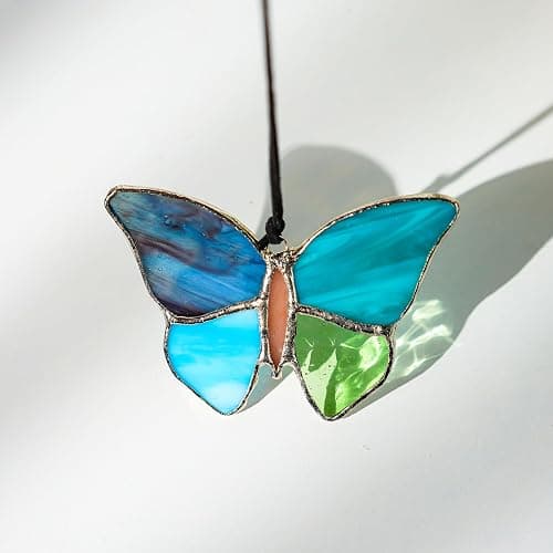 H&D HYALINE & DORA Butterfly Stained Glass Window Hangings Handmade Animal Design Panels Ornament for Home Window Garden thumbnail 5