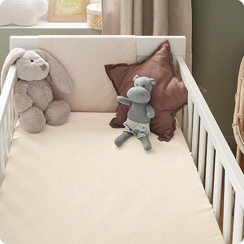 100% Organic Cotton 2 Pack 52x28 Inches Muslin Crib Sheets Fitted Crib Mattress Sheet for Baby Girls & Boys, Soft Boho Neutral Toddler Bed Sheets Fits Well Standard Size Crib Mattress 28x52 Inches thumbnail 2