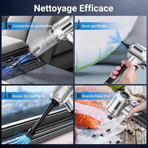 NVKHG Aspirateur à Main, 28000Pa Aspirateur à Main sans Fil, 3 en 1 Mini Aspirateur de Voiture avec Moteur sans balais, Pliable Aspirateur sans Fil pour Voiture, Maison, Cuisine thumbnail 3