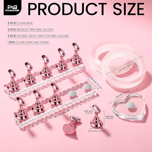 Fandamei Nail Stand, 2 Set Nail Holder for Painting Nails, Nail Stands for Press on, Press on Nail Stand for Practice, Magnetic Acrylic Nail Display Holders for Nail Art with Double-sided Tape thumbnail 2