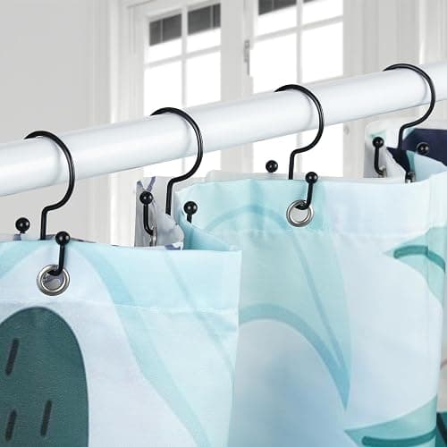 Goowin Shower Curtain Hooks, 12 Pcs Shower Curtain Rings, Durable Rust Proof Black Shower Curtain Hooks, Shower Rings for Curtain, Double Glide Shower Hooks for Shower Curtain Rods, Black thumbnail 3