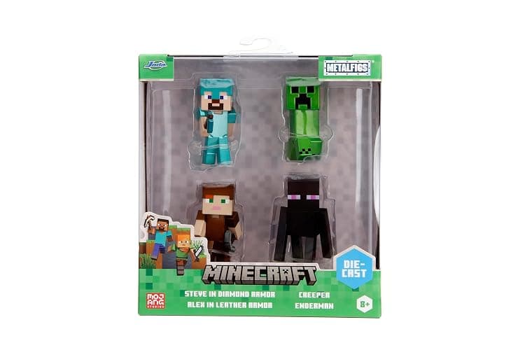 Jada Minecraft 2.5" MetalFigs 4-Pack - Includes Steve in Diamond Armor, Alex in Leather Armor, Enderman & Creeper thumbnail 3