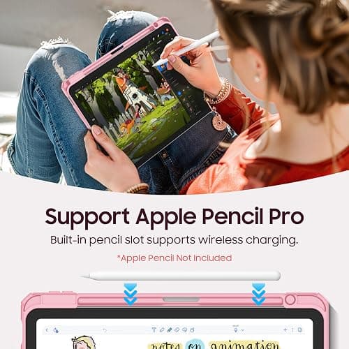 FINTIE Hybrid Case for iPad Air 11 Inch M3 (2025) / M2 (2024), iPad Air 5th / 4th Generation (2022/2020) - Shockproof Slim Clear Back Cover with Pencil Holder, Auto Wake/Sleep, Baby Pink thumbnail 6