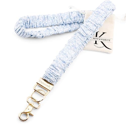 MyfavoriteK Stylish Scrunchie Lanyard for ID Badges Cute Neck Stretchy Lanyard for Keys Retractable Keychain Holder - Image 1