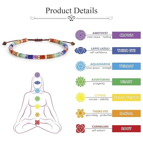 Chakra Bracelets for Women Crystals and Healing Stones Crystal Bracelet Healing Bracelet for Women Christmas Gifts for Woman Spiritual Bracelets for Woman Anxiety 7 Chakras Healing Crystals Meditation Relax Anxiety thumbnail 3