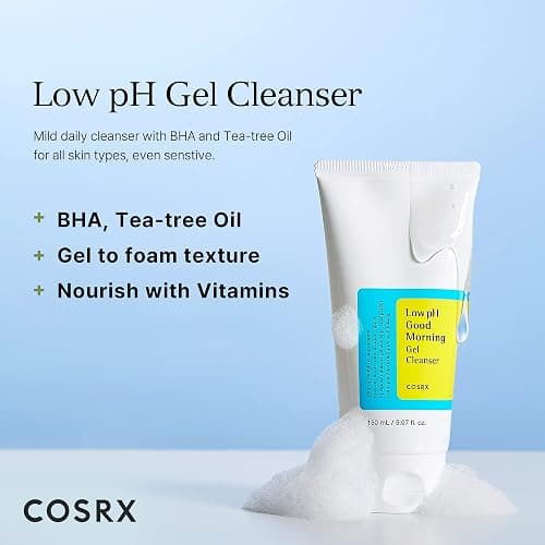 COSRX Low pH Good Morning Gel Face Cleanser, 5.07 fl oz, BHA Face Wash, Daily Mild Face Cleanser for Sensitive Skin, PH Balancing, Korean Skin Care, Korean Face Wash - Unscented - 5.07 Fl Oz (Pack of 1) thumbnail 3