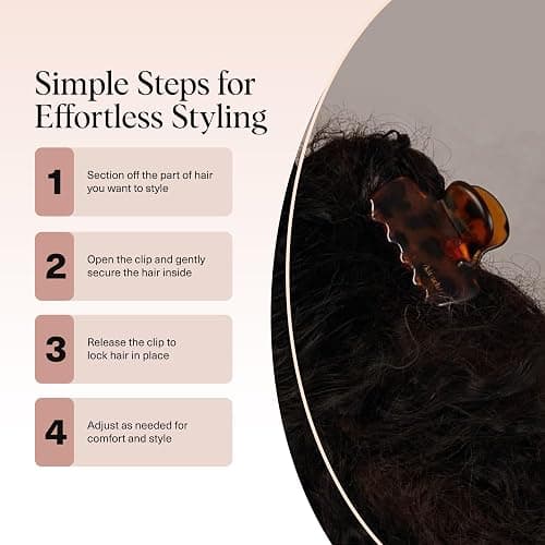 Kitsch Medium Claw Clips for Women - Strong Hold & Stylish Glossy Puffy Design Hair Accessories | Half-Up or Full Updos | Ideal Gifts for Women - 2pc Set, Black & Tort thumbnail 7