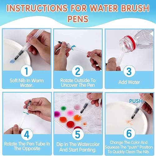 GETHPEN Watercolor Paint,48 Colors Washable Watercolor Paint Set With Brush, Refillable Water Brush Pen, Palette, and Water-Washable Paints for Kids, Adults and Artists. thumbnail 5