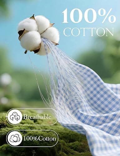 Gihuo Cotton Robes for Women Gingham Long Sleeve Ruffle Trim Bathrobe | Womens Robes Lightweight,Summer Robe,Plaid Bathrobe,Loungewear Sleepwear, Checkered Ruffle Housecoat thumbnail 2
