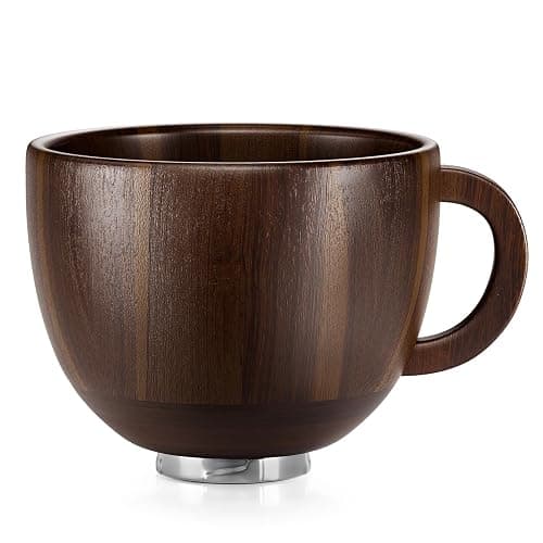 SpaceAid Wooden Bowl with Handle, Kitchen Space Aid Acacia Wood Mixing Bowls Holder for Stand Mixer, Compatible with 4.5 & 5 QT Tilt-Head Models Kitchen, Natural Wood - Image 1