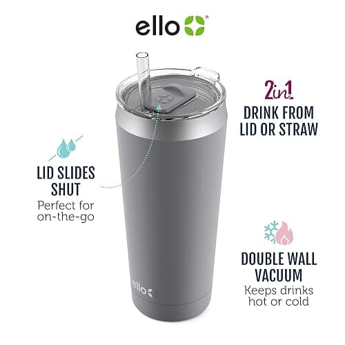 Ello Beacon Vacuum Insulated Stainless Steel Tumbler with Slider Lid and Optional Straw thumbnail 3