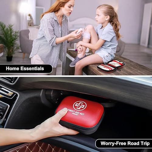 Mini First Aid Kit - 150 Piece Small Waterproof Hard Shell Medical Kit for Home, Car, Travel, Camping, Truck, Hiking, Sports, Office, Vehicle & Outdoor Emergencies (Black) thumbnail 6