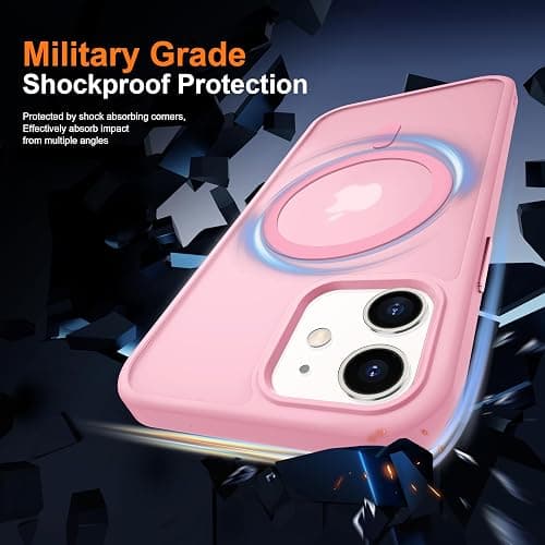 ORETECH Magnetic for iPhone 12 Case/iPhone 12 Pro Case, [Compatible with MagSafe][2 Pcs Screen Protectors][15 FT Drop Protection], Frosted Translucent Shockproof Phone Case Cover 6.1" Light Pink thumbnail 5