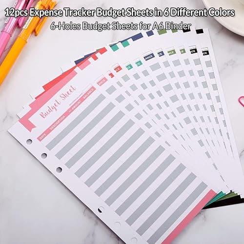 SKYDUE Budget Binder, Money Saving Binder with Zipper Envelopes, Cash Envelopes and Expense Budget Sheets for Budgeting (White/Black) thumbnail 6