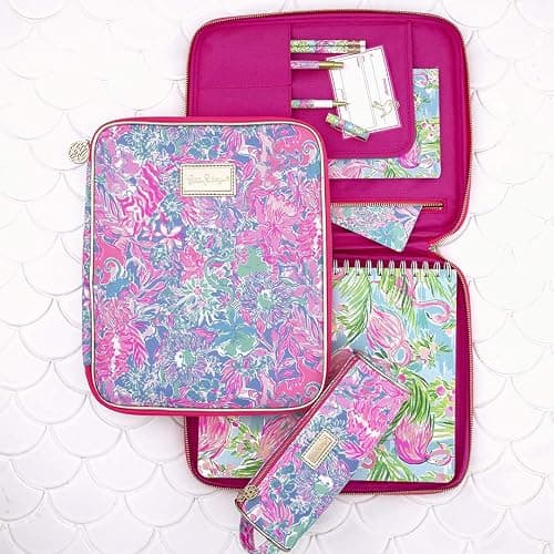 Lilly Pulitzer Pink Pencil Pouch Holder, Cute Travel Bag/Case with Carrying Handle and Zip Close, Viva La Lilly thumbnail 6