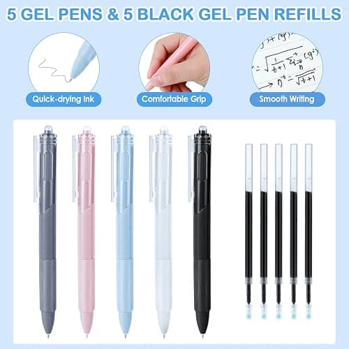 54 PCS Aesthetic School Supplies, Stationery Essentials Set with Large Pen Case, Mechanical Pencils & Black Ink Gel Pens with Refills, Markers, Erasers, Highlighters, Sticky Notes, Correction Tapes thumbnail 4