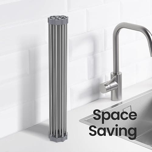 cenglng Dish Drying Rack Over The Sink with Roll Up for Kitchen,16.9''x15.7'',Gray thumbnail 5