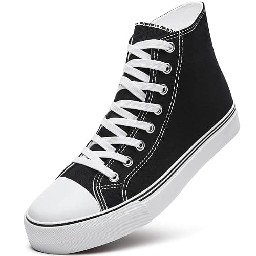 ZGR Men's High Top Canvas Sneakers Lace Up Classic Casual Walking Shoes | Breathable canvas upper,non-slip rubber outsole,high-top lace-up,classic casual style,for walking,tennis,travel,sports - Image 1