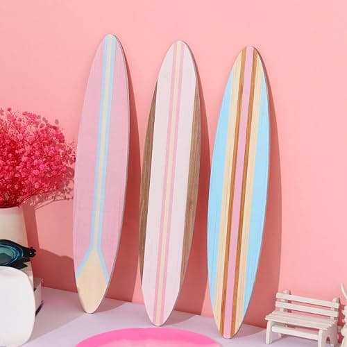 Zzbakress 3 Pieces Cute Surfboard Wall Decor Beachy Room Decoration Wood Surfboard Wall Hanging Sign Beach Themed Room Decor Room Decor for Living Room Bedroom Bathroom (Medium) thumbnail 6