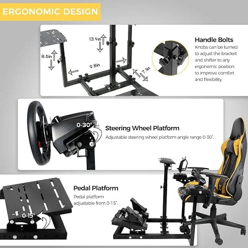 Marada Universal Flight Racing Sim Stand, Three axis adjustable, and hold mouse and keyboard, Fit for Thrustmaster Hotas Warthog/Logitech G29 G920/Honeycomb Alpha Bravo thumbnail 8