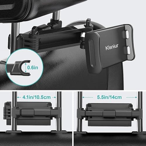 Klsniur Car Headrest Mount, Tablet Headrest Holder, Car Backseat Seat Mount Holder Universal 360° Rotating Adjustable for 6"-10.5" Tablet iPad iPad Air iPad mini,Samsung Galaxy thumbnail 2