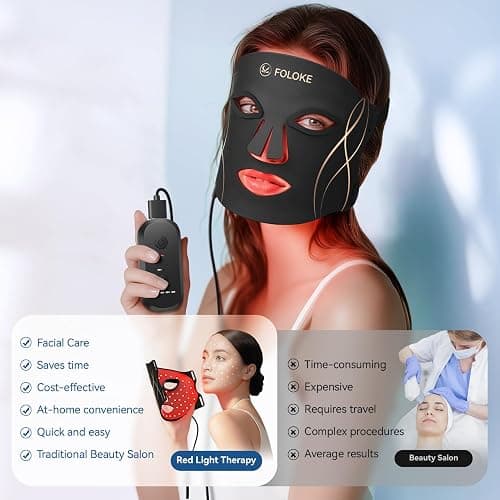 FOLOKE LED Light Therapy Mask Skin Care Mask, LED Red 630±5nm & NIR 830nm Wavelength for Home Use thumbnail 5