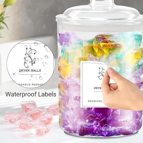 4PCS Laundry Storage Containers Jars, Liquid Laundry Detergent Storage Fabric Softener Dispenser with Labels Scoops Washing Powder Storage Acrylic Laundry Pods for Washing Pods Dryer Sheet Bath Bombs thumbnail 9