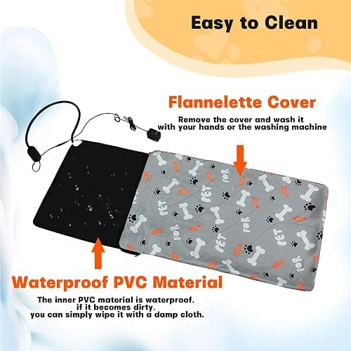 GeerDuo Pet Heating Pad, 32.7×20.5 inch Pressure Activated Heated Mat for Indoor Dogs Cats, 3 Adjustable Temperature with Chew Resistant Cord thumbnail 6