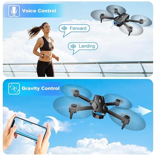 Drone with Camera 1080P HD FPV Foldable Drone for Beginners and Kids, Quadcopter with Voice Gesture Control with Carrying Case, One Key Take Off/Land, Optical Flow Positioning, 360° Flip, Waypoint Fly thumbnail 4