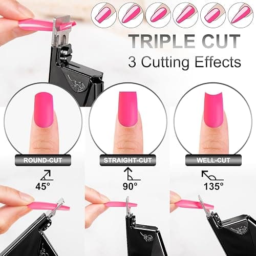 Black Premium Nail Clippers with Magnets Sizers for Acrylic Nails, Artificial Fake Nail False Nail Tip Cutter Trimmer Manicure Pedicure Sharp Blade Clip Tool For Salon Home Art Beauty thumbnail 5