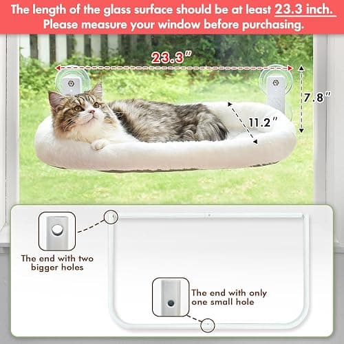 AMOSIJOY Cordless Cat Window Perch, Cat Hammock for Window with 4 Strong Suction Cups, Solid Metal Frame and Soft Cover, Foldable Cat Beds for Indoor Cats… thumbnail 2