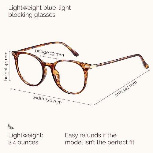 Gaoye Blue Light Blocking Glasses, Retro Round Eyewear Frame Anti Eyestrain Computer Glasses for Women Men (Tea Leopard/Transparent Lens) thumbnail 3