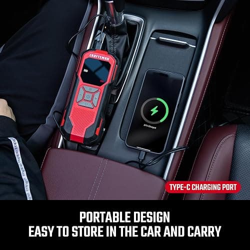 CRAFTSMAN Tire Inflator Portable Air Compressor, Cordless Mini Air Pump for Car Tires with Digital Tire Pressure Gauge, 6000mAh Battery Powered Air Pump, Max Pressure 150 PSI, 12V DC Corded thumbnail 3