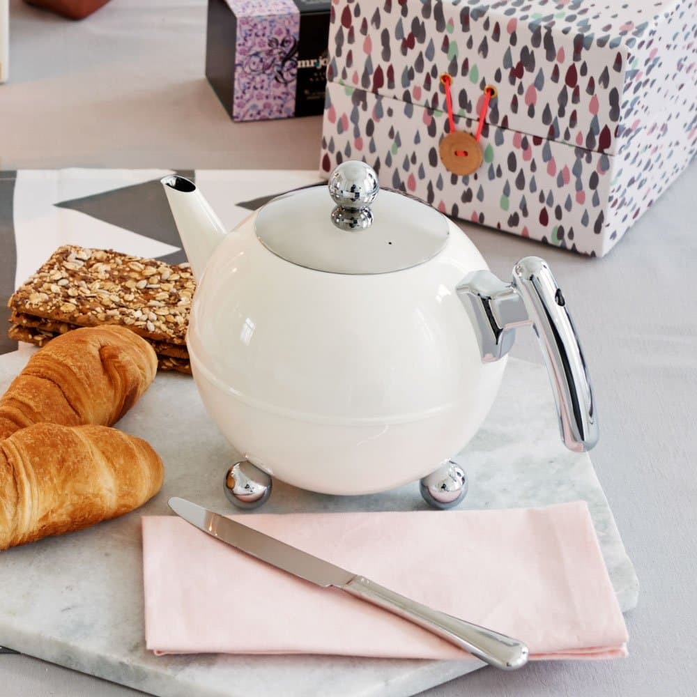 Bredemeijer - Duet® Bella Round – Double-walled Teapot – 1.2 liters - Stainless steel - Warm white thumbnail 6