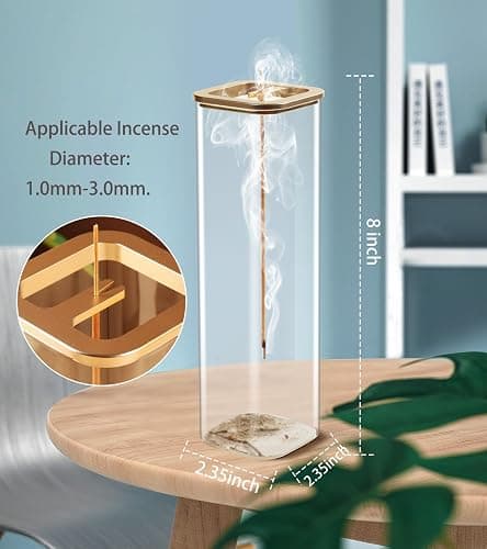 Insence-Stick Holder [Anti-Ash Flying], Modern Incense Burner Holder with Removable Glass Ash Catcher, for Home Decor Yoga Meditation thumbnail 4