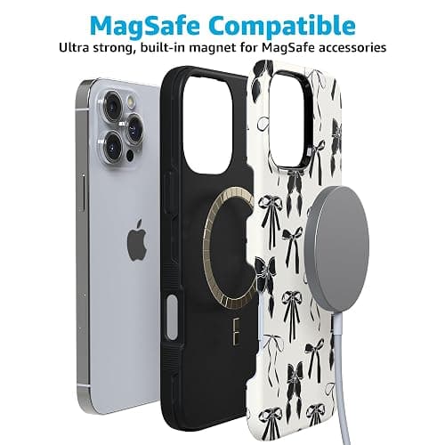 Casely iPhone 16 Pro Case | Goth Girlie | Black Bows Coquette | Compatible with MagSafe | Bold Protective Case Design thumbnail 3